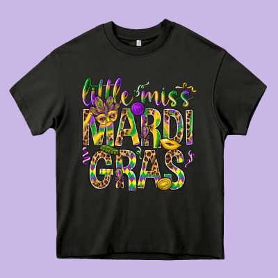 Little Miss Mardi Gras Heavy Core Tee Designed By Bundleandbundleshop