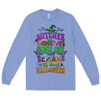 Colony Blue witches monsters goblins and screams its almost halloween Long Sleeve Tee - CowGirlArtShop