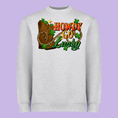 Howdy Go Lucky St. Patricks Day Heavyweight Sweatshirt Designed By Fadigitalartstudio