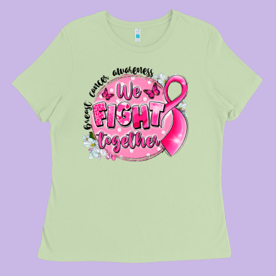 Breast Cancer Awareness We Fight Together Ladies Tee Designed By Lillyallendesigns