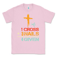 Bubblegum Pink Vintage 1 Cross 3 Nails Forgiven Christian Easter Gift Classic Tee - lanVoArt