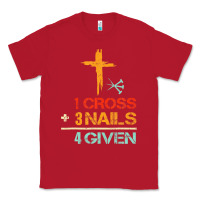 Red Vintage 1 Cross 3 Nails Forgiven Christian Easter Gift Classic Tee - lanVoArt