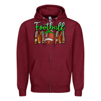 Burgundy football mom Zipper Hoodie - CowhideDigitalArt