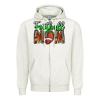 Oatmeal Heather football mom Zipper Hoodie - CowhideDigitalArt