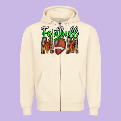 Football Mom Zipper Hoodie Designed By Cowhidedigitalart