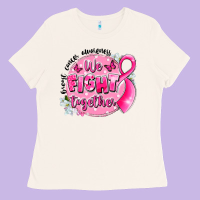 Breast Cancer Awareness We Fight Together Ladies Tee Designed By Lillyallendesigns