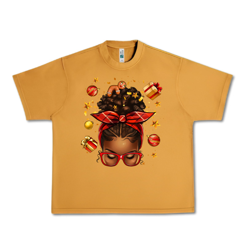 Christmas Afro Messy Bun Urban Heavy Tee by texasbilliewilder | Teevron