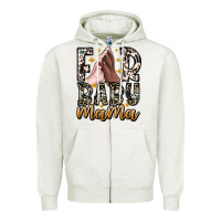 Oatmeal Heather Fur Baby Mama Zipper Hoodie - CowhideDigitalArt