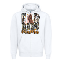 White Fur Baby Mama Zipper Hoodie - CowhideDigitalArt