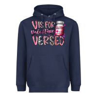 Navy v is for valentine versed Heavyweight Hoodie - RacoonDesign