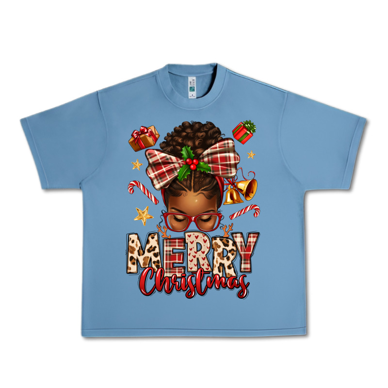 Merry Christmas Afro Messy Bun Urban Heavy Tee by texasbilliewilder | Teevron