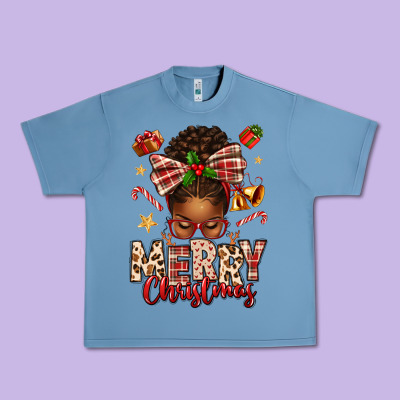 Merry Christmas Afro Messy Bun Urban Heavy Tee Designed By Texasbilliewilder