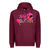 Burgundy hey sugar valentine's day Premium Hoodie - FaDigitalArtStudio
