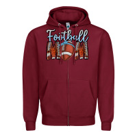 Burgundy Football Mom Zipper Hoodie - CowhideDigitalArt
