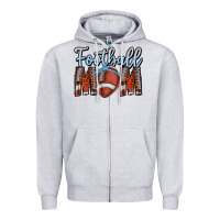 Heather Grey Football Mom Zipper Hoodie - CowhideDigitalArt