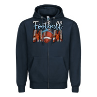 Navy Football Mom Zipper Hoodie - CowhideDigitalArt