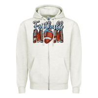Oatmeal Heather Football Mom Zipper Hoodie - CowhideDigitalArt