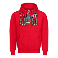 Red Football Mom Zipper Hoodie - CowhideDigitalArt