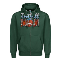 Sports Green Football Mom Zipper Hoodie - CowhideDigitalArt
