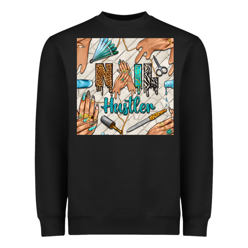 Hail Hustler And Nail Art Hands With Glitter Polish Seamless Pattern B Heavyweight Sweatshirt by BundleAndBundleShop | Teevron