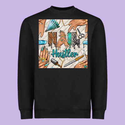 Hail Hustler And Nail Art Hands With Glitter Polish Seamless Pattern B Heavyweight Sweatshirt Designed By Bundleandbundleshop
