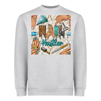 Heather Grey hail hustler and nail art hands with glitter polish seamless pattern b Heavyweight Sweatshirt - BundleAndBundleShop