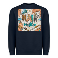 Navy hail hustler and nail art hands with glitter polish seamless pattern b Heavyweight Sweatshirt - BundleAndBundleShop