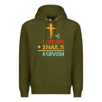 Vintage 1 Cross 3 Nails Forgiven Christian Easter Gift Premium Hoodie | Teevron