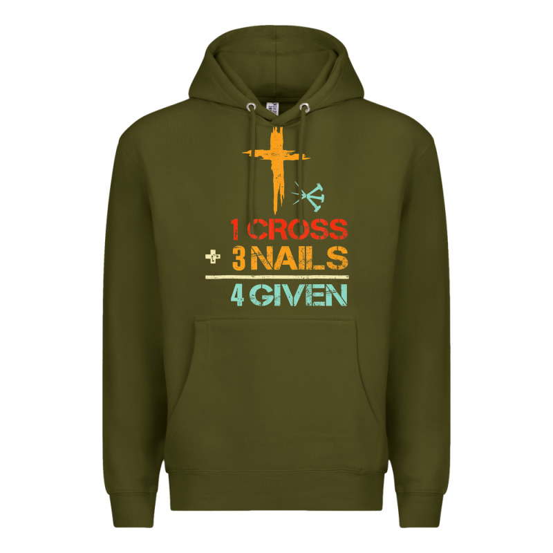 Vintage 1 Cross 3 Nails Forgiven Christian Easter Gift Premium Hoodie by lanVoArt | Teevron