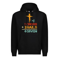 Black Vintage 1 Cross 3 Nails Forgiven Christian Easter Gift Premium Hoodie - lanVoArt