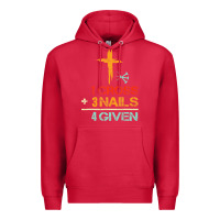 Cardinal Vintage 1 Cross 3 Nails Forgiven Christian Easter Gift Premium Hoodie - lanVoArt