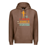 Chestnut Vintage 1 Cross 3 Nails Forgiven Christian Easter Gift Premium Hoodie - lanVoArt