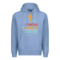 Colony Blue Vintage 1 Cross 3 Nails Forgiven Christian Easter Gift Premium Hoodie - lanVoArt