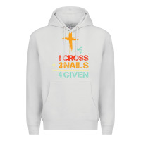 Dove Grey Vintage 1 Cross 3 Nails Forgiven Christian Easter Gift Premium Hoodie - lanVoArt