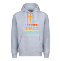 Heather Grey Vintage 1 Cross 3 Nails Forgiven Christian Easter Gift Premium Hoodie - lanVoArt