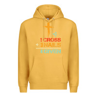 Mustard Vintage 1 Cross 3 Nails Forgiven Christian Easter Gift Premium Hoodie - lanVoArt