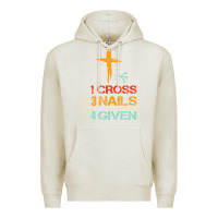 Oatmeal Heather Vintage 1 Cross 3 Nails Forgiven Christian Easter Gift Premium Hoodie - lanVoArt