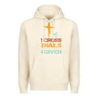 Sandshell Vintage 1 Cross 3 Nails Forgiven Christian Easter Gift Premium Hoodie - lanVoArt
