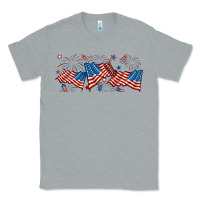 Heather Grey fourth of july american flag Classic Tee - RanaPortraitStore