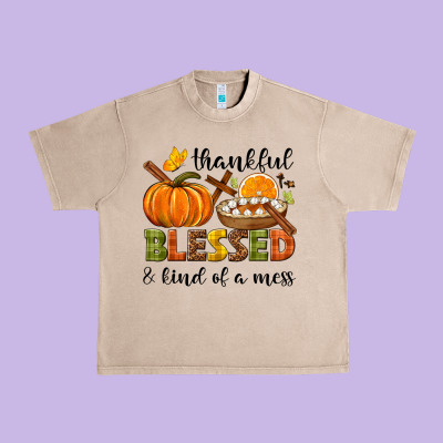 Thankful Blessed And Kind Of A Mess Urban Heavy Tee Designed By Nancycooperartshop