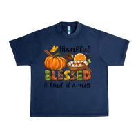 Navy Thankful blessed and kind of a mess Urban Heavy Tee - NancyCooperArtShop