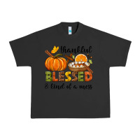 Pigment Black Thankful blessed and kind of a mess Urban Heavy Tee - NancyCooperArtShop