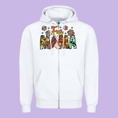 Fur Mama Zipper Hoodie Designed By Cowhidedigitalart
