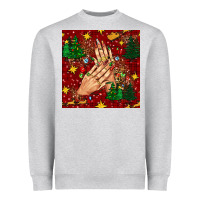 Heather Grey christmas nails and trees with leopard and plaid seamless pattern bbs Heavyweight Sweatshirt - BundleAndBundleShop