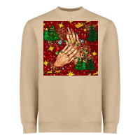 Mushroom christmas nails and trees with leopard and plaid seamless pattern bbs Heavyweight Sweatshirt - BundleAndBundleShop