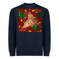 Navy christmas nails and trees with leopard and plaid seamless pattern bbs Heavyweight Sweatshirt - BundleAndBundleShop