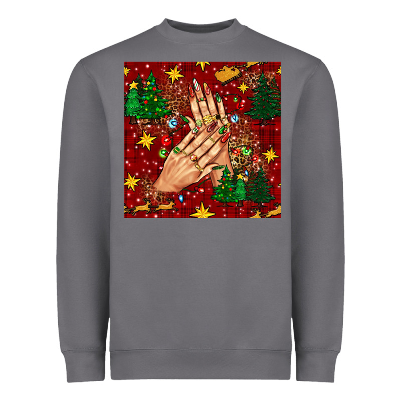 Christmas Nails And Trees With Leopard And Plaid Seamless Pattern Bbs Heavyweight Sweatshirt by BundleAndBundleShop | Teevron