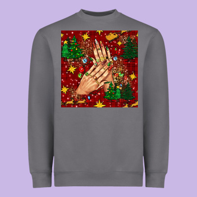Christmas Nails And Trees With Leopard And Plaid Seamless Pattern Bbs Heavyweight Sweatshirt Designed By Bundleandbundleshop