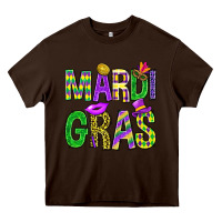 Chocolate Brown Mardi Gras Carnaval Mask With Fleur De Lis Heavy Core Tee - BundleAndBundleShop