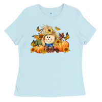 Baby Blue fall scarecrow Ladies Tee - LillyAllenDesigns